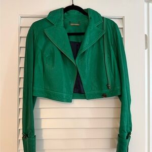 Diane Von Furstenberg Emerald Leather Jacket